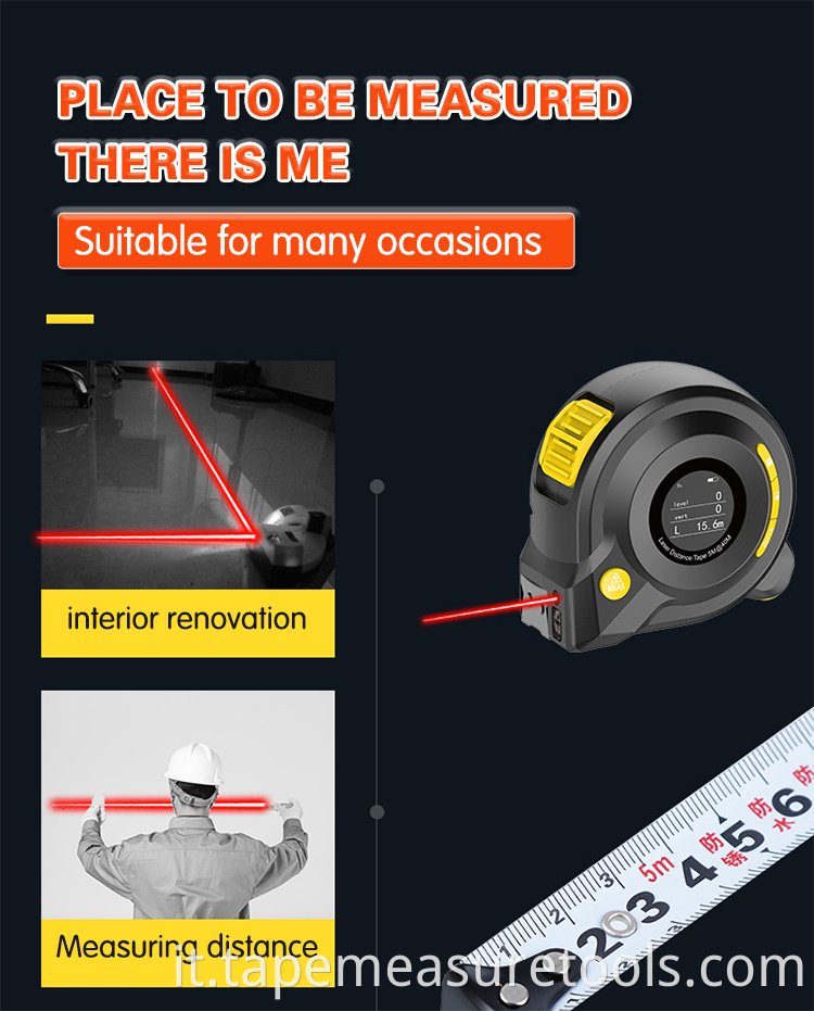 3 in 1 Nastro di misurazione della distanza laser multifunzione 40M Metro a nastro di distanza laser 5m con display LCD